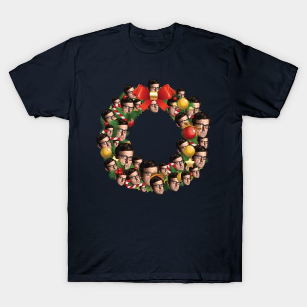 Louis Theroux Christmas Multiface Wreath T-Shirt by Rebus28